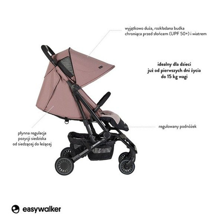 Easywalker Buggy XS Wózek spacerowy z osłonką przeciwdeszczową kolekcja 2019 Desert Pink