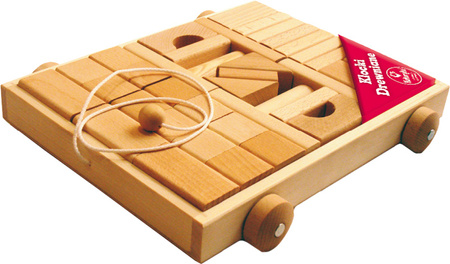 Kukuryku Klocki drewniane naturalne w wózku