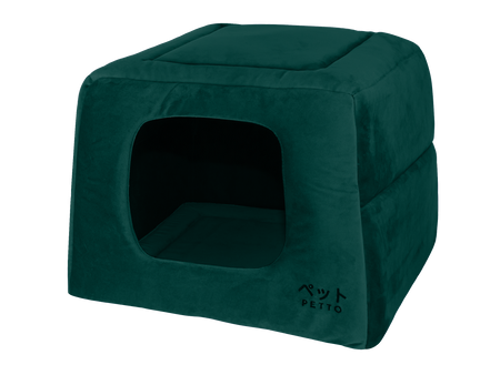Petto Domek Legowisko 2w1 Uchi Velvet Ciemnozielony