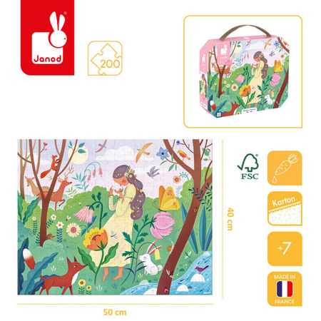 Janod Puzzle w walizce Matka natura 200 elementów 7+ Made in France