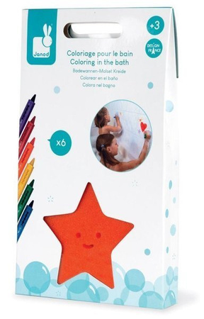 Janod Kredki Do Kąpieli 6 Kolorów z Gąbką 3+