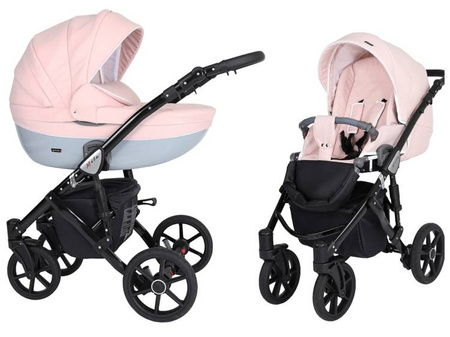 Kunert Mila Wózek Głęboko-Spacerowy 2w1 Pudrowy Róż Czarna Rama Koła Żelowe