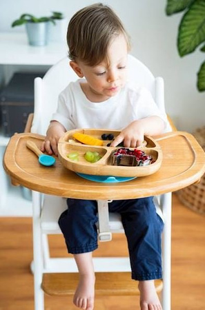 Eco Rascals Miseczka Trójdzielna Bambusowa z Przyssawką Niebieski