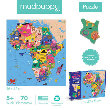 Mudpuppy Puzzle konturowe Mapa Afryki 70 elementów 5+