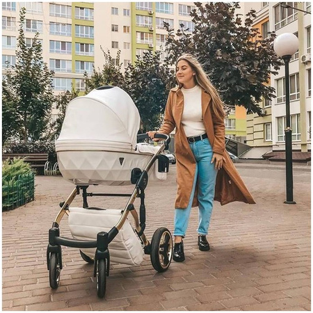 Tako Junama Fluo Individual Wózek Głęboko-Spacerowy v3 15 Biało-Srebrny