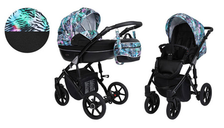 Kunert Lavado Wózek Głęboko-Spacerowy Safari + Czarny Czarna Rama Koła Żelowe