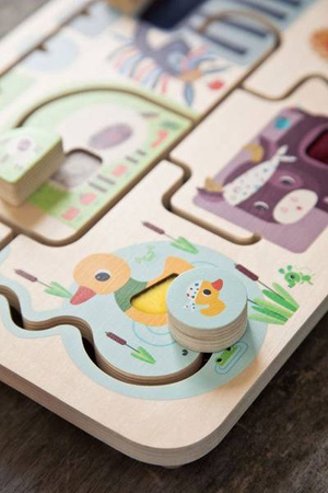 Lilliputiens Drewniana Tablica Labirynt Sensoryczny Farma 18 m+