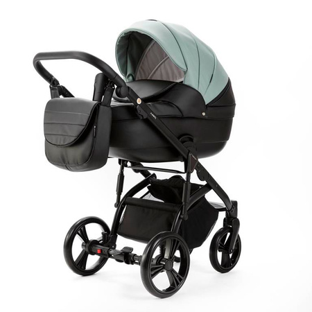 Adamex Lanti Wózek Głęboko-Spacerowy SD103 100% Skóra + Cybex Aton B2 i-Size Fotelik 0-13kg + Baza + Adaptery