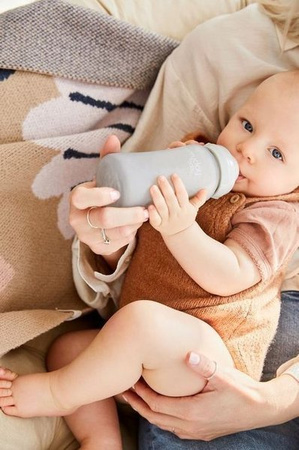 Everyday Baby, Szklana butelka ze smoczkiem M, 240 ml Szary