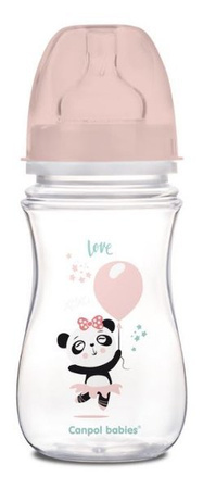 Canpol Babies EasyStart Exotic Animals Butelka szerokootworowa antykolkowa 240 ml 35/221_pin Różowy