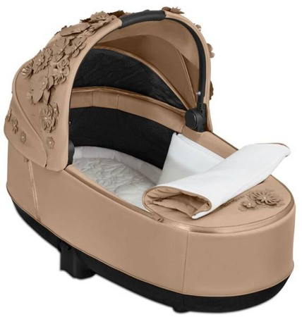 Cybex e-Priam 3.0 Rama ze Stelażem Siedziska + Gondola Wózek Głęboki Nude Beige Simply Flowers