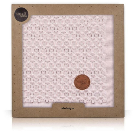 Ceba Kocyk Dziany (90x90) W Opakowaniu Prezentowym Fale Różowy