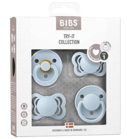 Bibs Try-It Pack Zestaw Prezentowy Smoczków Niemowlęcych 0-6m 4szt. Blue