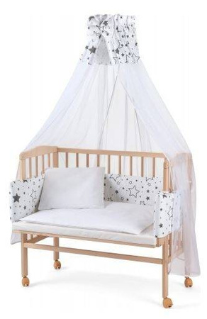 Waldin Łóżeczko Dostawne 2w1 z Wyposażeniem 8S1 Natural / Gwiazdki Mix