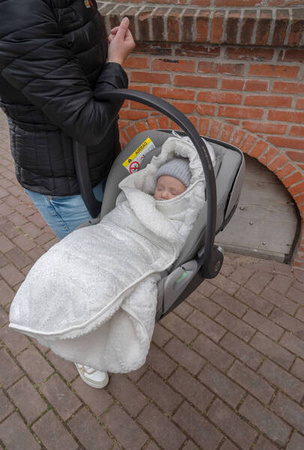 Lodger Wodoodporny Wielofunkcyjny Otulacz z Polarowym Wnętrzem Jasnobeżowy Szary Taslon Drizzle