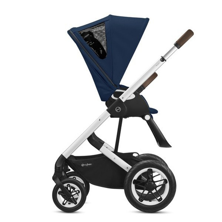 Cybex Talos S Lux Wózek Głęboko-Spacerowy + Cybex Aton 5 Fotelik Samochodowy 0-13kg + Adaptery Srebrna Rama Deep Black