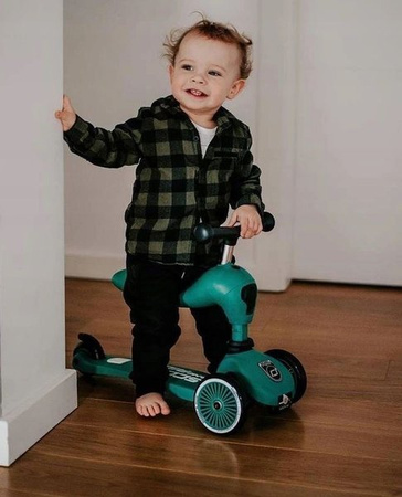 Scootandride Highwaykick 1 Jeździk i Hulajnoga 2w1 1-5 Lat + Scootandride Kask S-M Forest