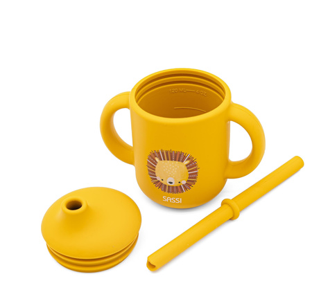 Sassi Kubek silikonowy z rurką dla dzieci Lew