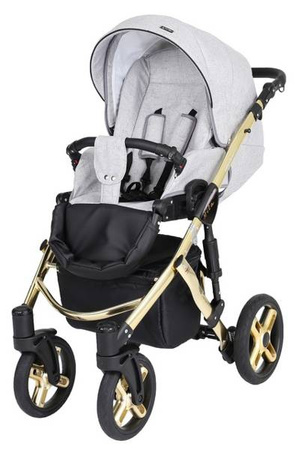 Kunert Mila Premium Wózek Głęboko-Spacerowy 2w1 Szary + Kreseczka Złota Rama Koła Żelowe