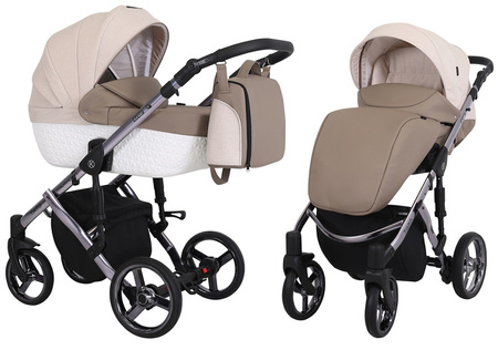 Kunert Tiaro Premium Wózek Głęboko-Spacerowy 2w1 Brąz + Krem Grafitowa Rama Koła Żelowe