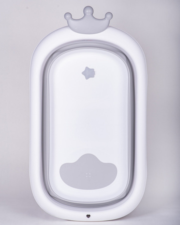 Primabobo Korona Wanienka Składana z Poduszką i Korkiem Sensorycznym 85cm/48cm/21cm Szara