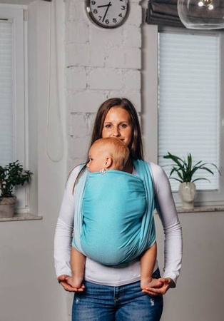 LennyLamb Moja Druga Chusta Do Noszenia Dzieci, Tkana Splotem Jodełkowym M Mała Jodełka Turkusowy