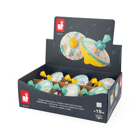 Janod Bączek metalowy Króliczki Pure opakowanie zbiorcze 6 szt. (2 wzory) 12m+