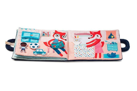 LILLIPUTIENS Miękka książeczka aktywizująca z mini-przytulanką „Dobranoc, mały lisku” 18 m+