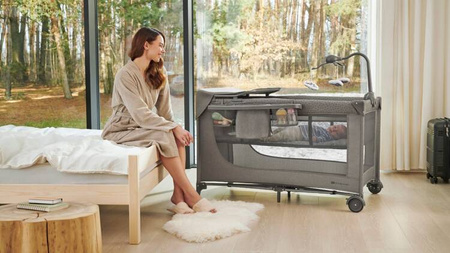 KinderKraft Joy 2 Łóżeczko Turystyczne z Akcesoriami Dark Grey