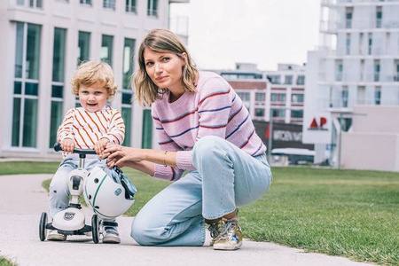 Scootandride Highwaykick 1 Jeździk i Hulajnoga 2w1 1-5 lat + Zestaw Ochraniaczy dla Dzieci XXS Ash