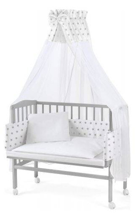 Waldin Łóżeczko Dostawne 2w1 z Wyposażeniem 8S1 Grey / Gwiazdki Szare