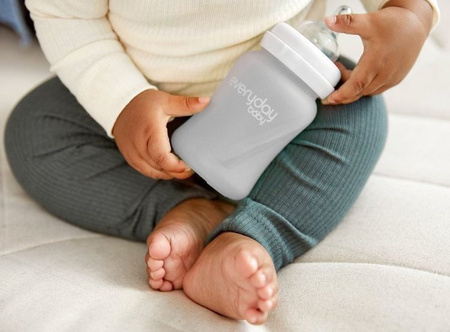 Everyday Baby, Szklana butelka ze smoczkiem S, 150 ml Szary