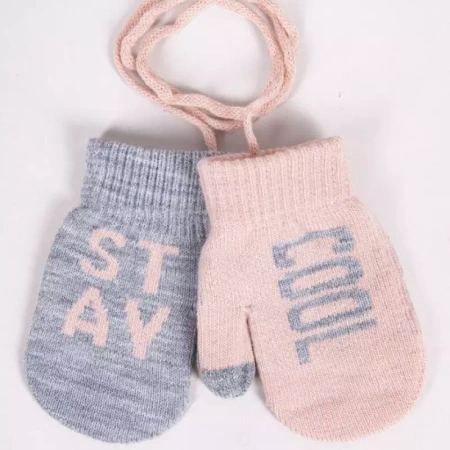 Yoclub! Rękawiczki z Napisem Żakardowym ze Sznurkiem