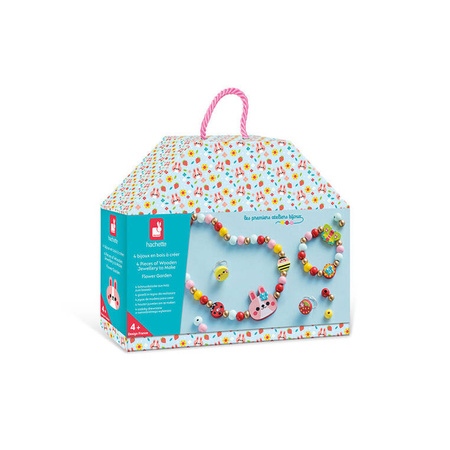 Janod Zestaw kreatywny do tworzenia biżuterii z drewna Ogród kwiatów 4+