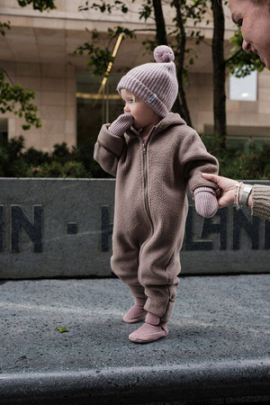 Lodger Czapeczka z wełny merino 100% różowa Rose 6-12m