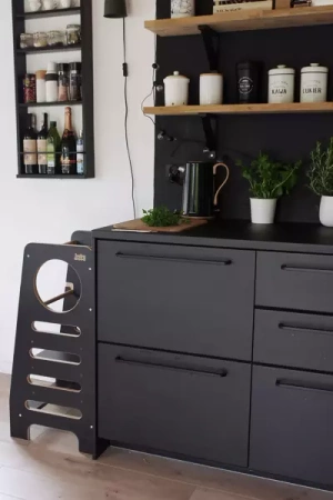 Baby Wood Kitchen Helper M Czarny