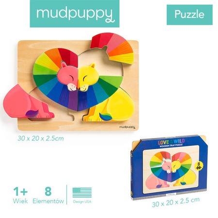 Mudpuppy Pierwsze puzzle drewniane 3D Zakochane lwy 8 elementów 1+