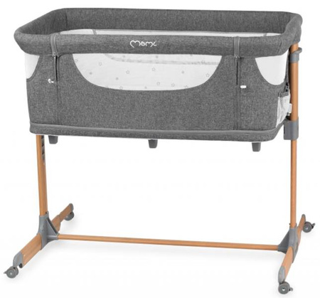 MoMi Smart Bed Łóżeczko Dostawne Kojec 4w1 Grey + Torba Transportowa