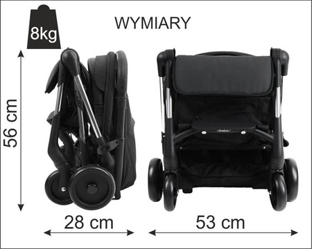 IBEBE Mini Mi1 Wózek Spacerowy Z Elektronicznym Systemem Hamowania Gray Stelaż Chrome