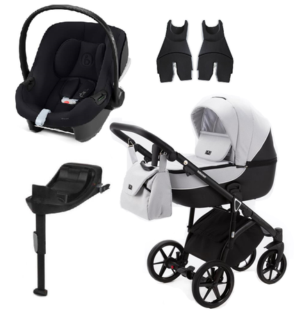 Adamex Bibione 1 Wózek Głęboko-Spacerowy 2w1 TSB-11 Lux + Cybex Aton B2 i-Size Fotelik 0-13kg + Baza + Adaptery