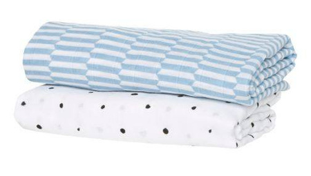 Motherhood Otulacze Muślinowe Bawełniane Premium 100x120cm 2 szt. Płotek Niebieski