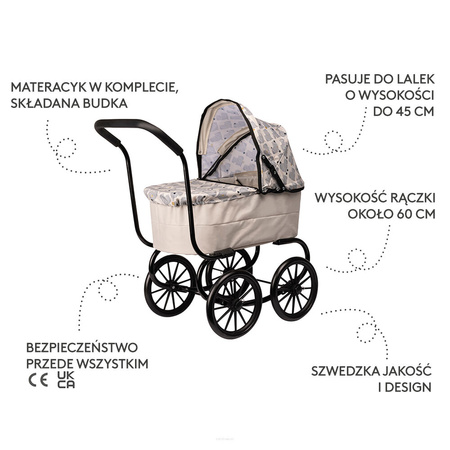 Skrallan Wózek Dla Lalek w Stylu Retro