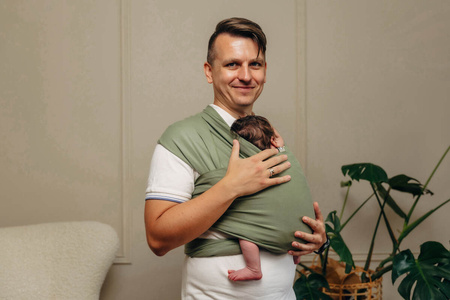 LennyLamb Chusta Do Noszenia Dzieci, Elastyczna - Rozmiar Standardowy 5.0m (100% Bawełna) Sage