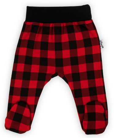 Nicol Półśpiochy Bawełniane Niemowlęce Kratka Rozmiar 74 Czarny - Czerwony