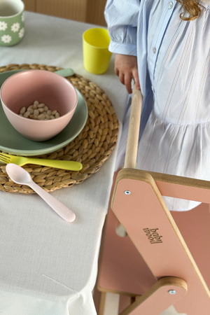 Baby Wood Kitchen Helper Składany Różowy