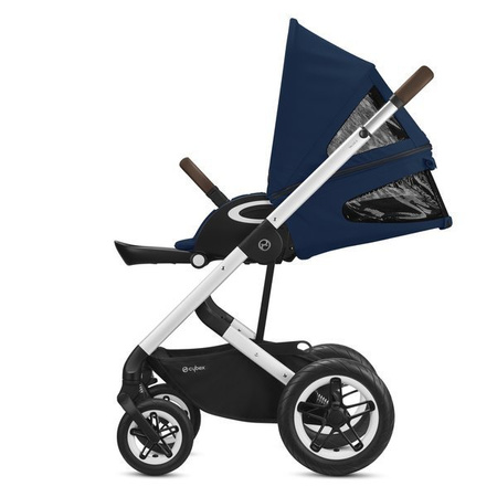 Cybex Talos S Lux Wózek Głęboko-Spacerowy + Cybex Aton 5 Fotelik Samochodowy 0-13kg + Adaptery Srebrna Rama Deep Black