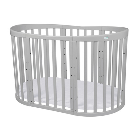 Waldin Łóżeczko Dziecięce Owalne 7w1 z Materacem Szare