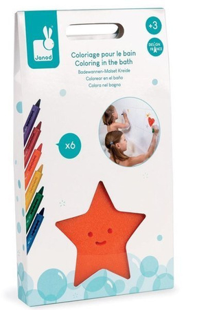 Janod Kredki Do Kąpieli 6 Kolorów z Gąbką 3+