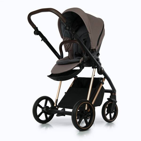 Roan Ivi 2.0 Wózek Głęboko-Spacerowy Rama Rose Gold Cocoa + Cybex Aton B2 i-Size Fotelik Samochodowy 0-13kg + Baza One Volcano Black