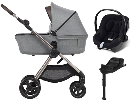 Anex IQ Premium New Transfarmation Wózek Głęboko-Spacerowy Pure + Cybex Aton B2 i-Size Fotelik Samochodowy 0-13kg + Baza One Volcano Black